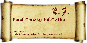 Mosánszky Füzike névjegykártya
